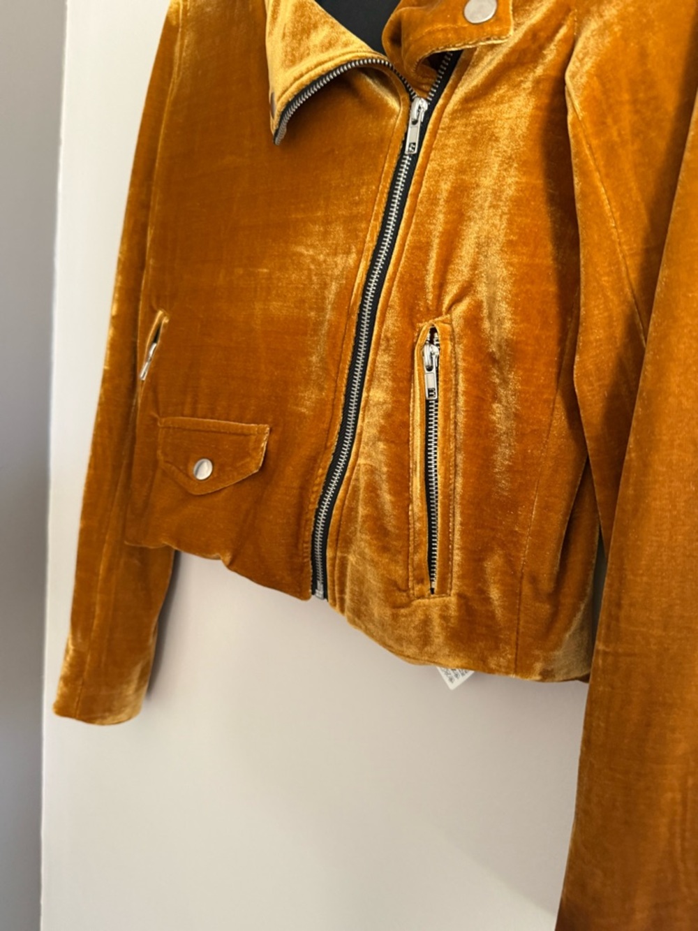 Forever 21 Velvet Moto Jacket in Mustard Yellow / Marigold - Picture 3 of 6